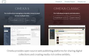 Homepage of Omeka