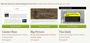 thumbnails of Omeka themes